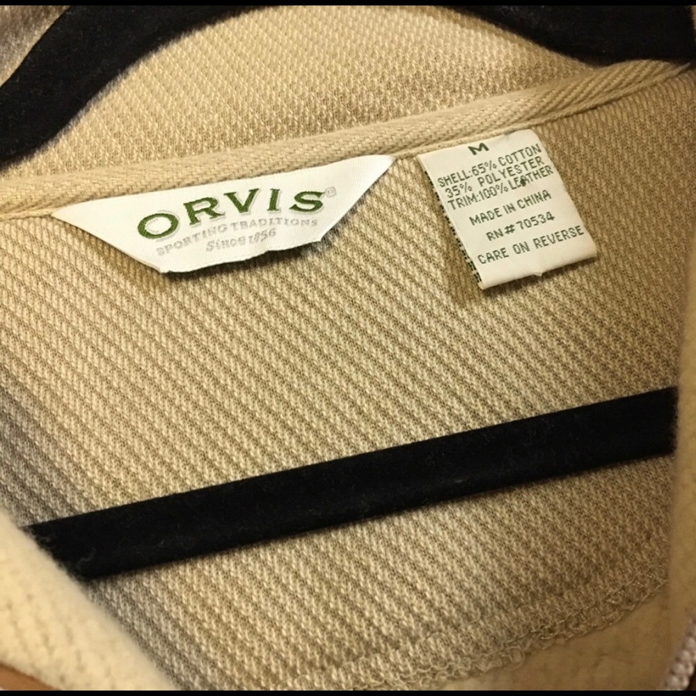 Orvis Pullover Sweater - cream color and leather - Picture 3 of 3